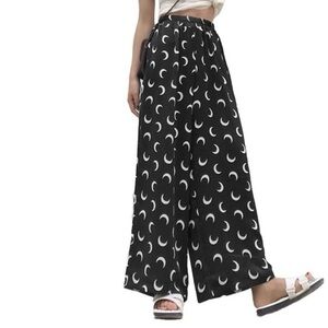 Casual Elastic Waist Moon Print wide leg pants whimsigoth practical magic witchy